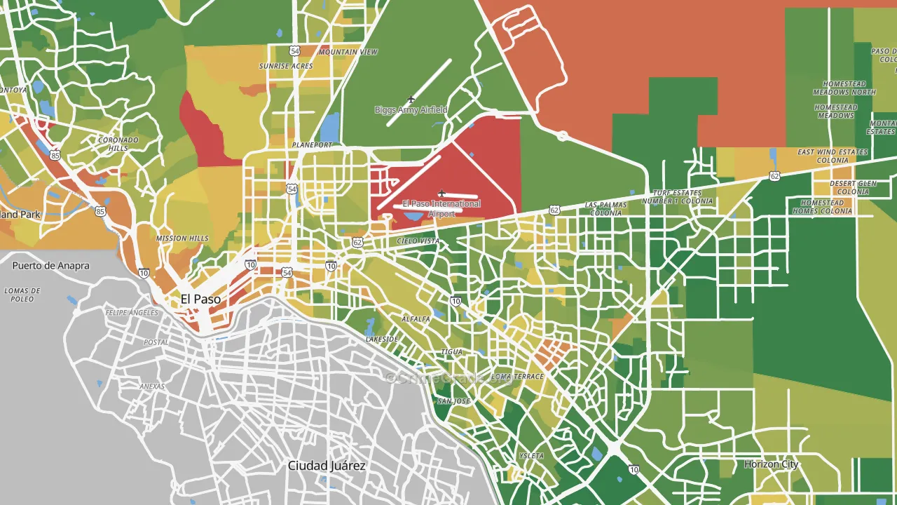 El Paso County, TX Map of Murder Rates