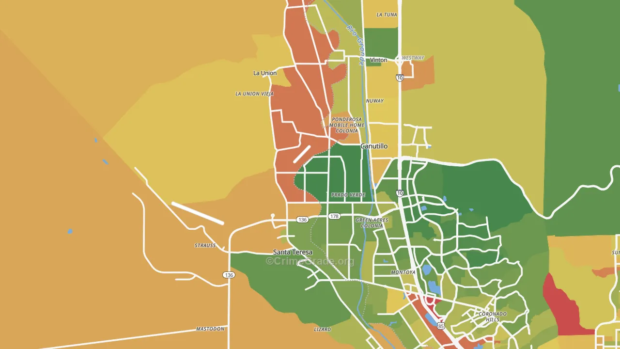 El Paso, NM Map of Murder Rates