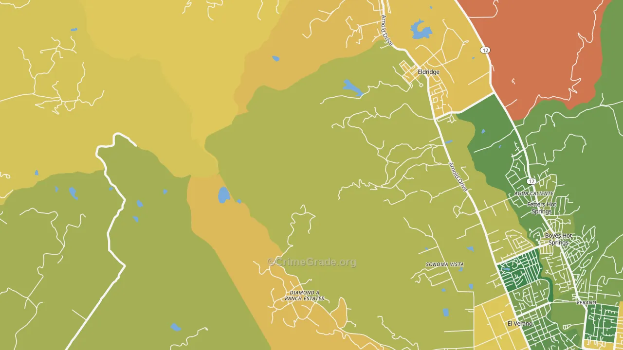 El Verano, CA Map of Murder Rates