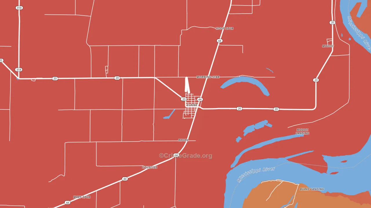 Elaine, AR Map of Murder Rates
