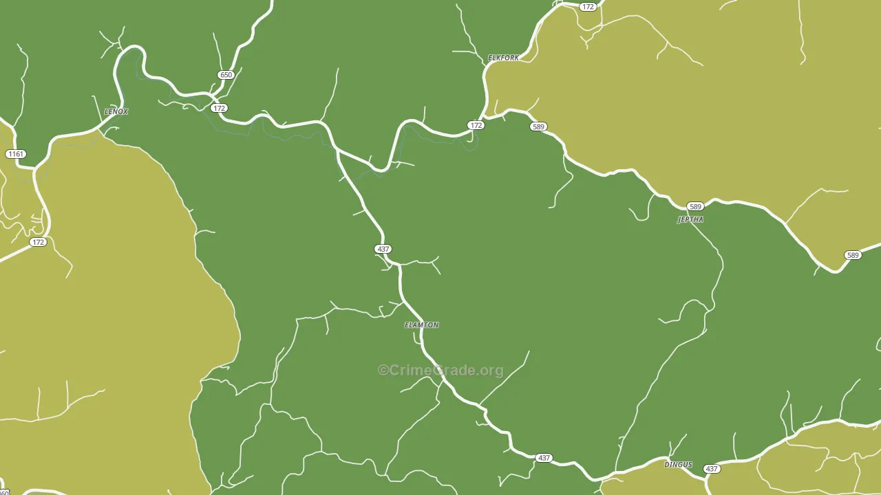 Elamton, KY Map of Murder Rates