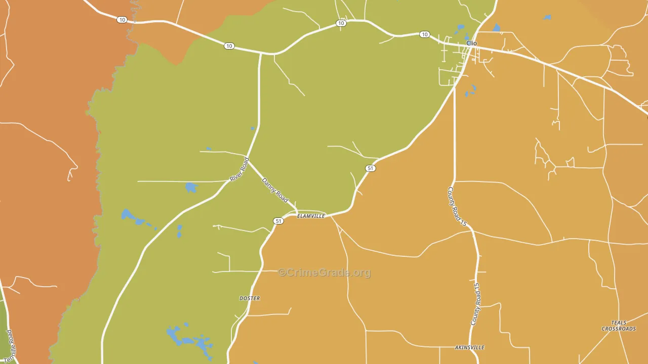 Elamville, AL Map of Murder Rates
