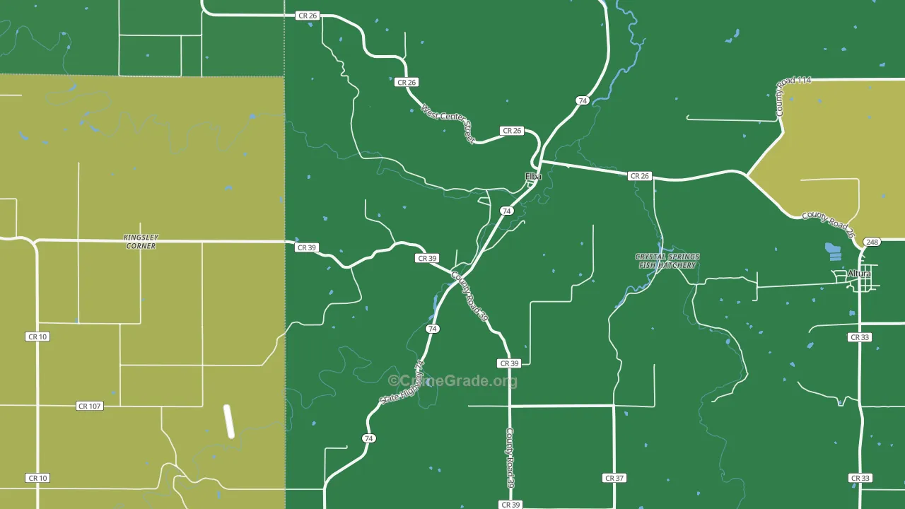 Elba, MN Map of Murder Rates