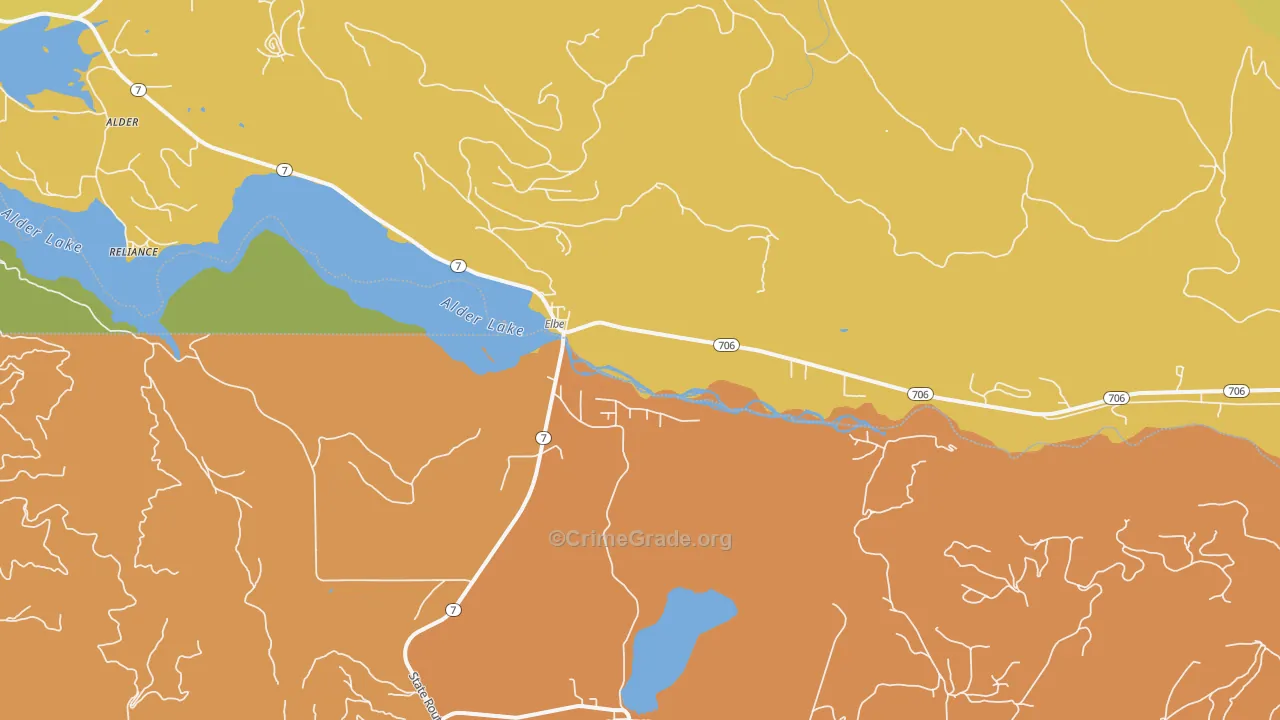 Elbe, WA Map of Murder Rates
