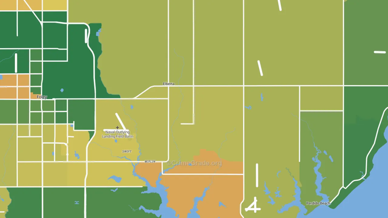 Elberta, AL Map of Murder Rates