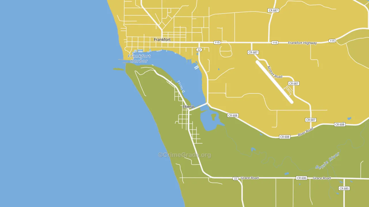 Elberta, MI Map of Murder Rates
