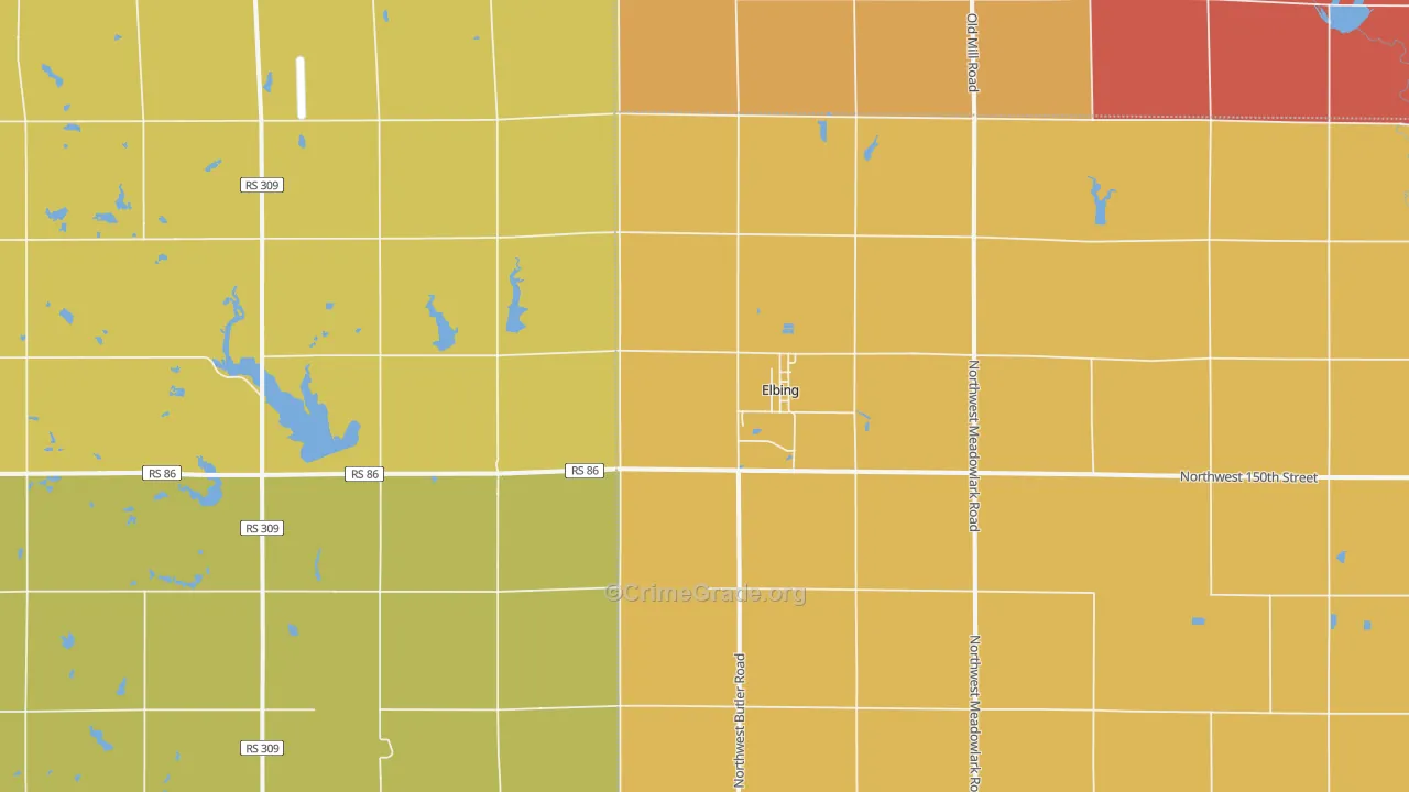 Elbing, KS Map of Murder Rates