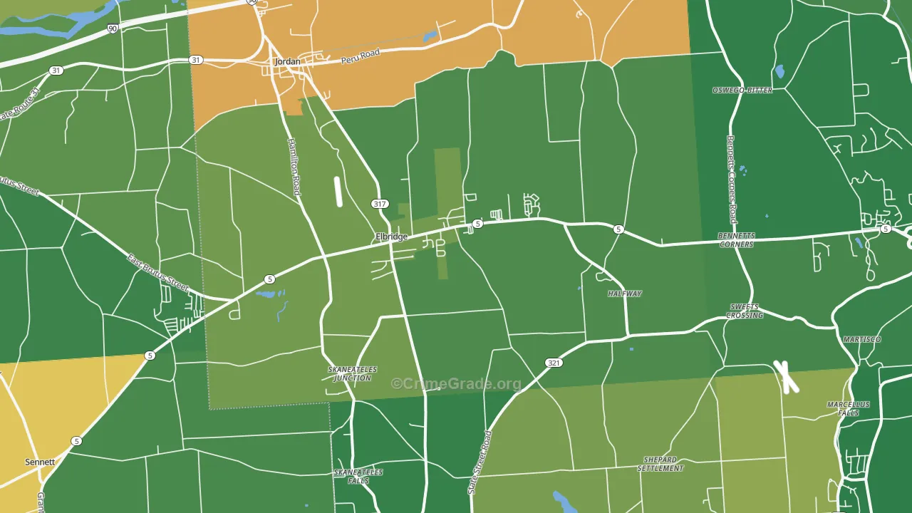 Elbridge, NY Map of Murder Rates