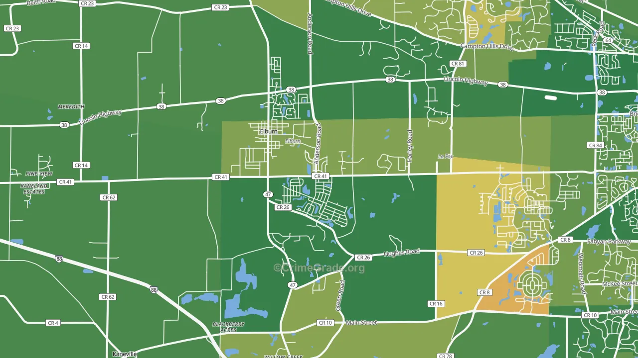 Elburn, IL Map of Murder Rates