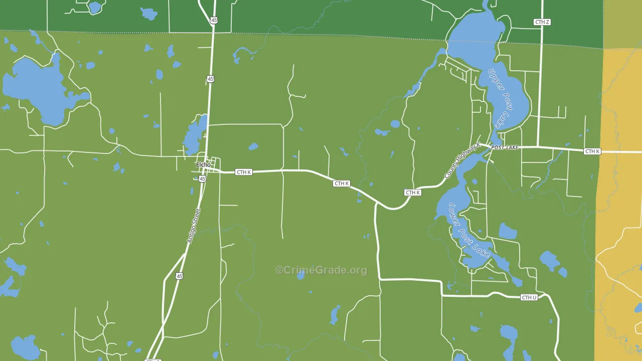 Elcho, WI Map of Murder Rates