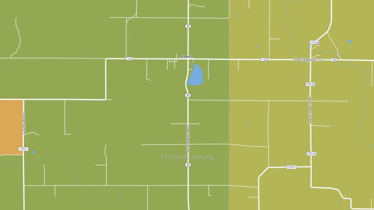 Elderon, WI Map of Murder Rates