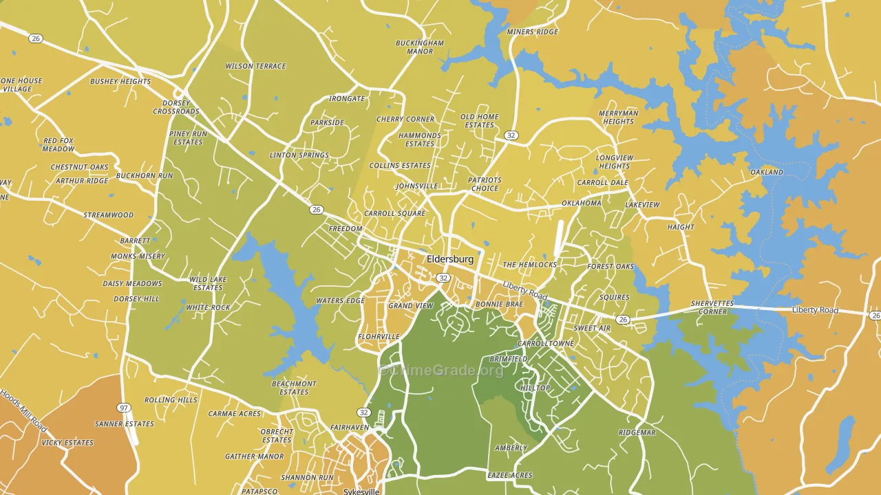 Eldersburg, MD Map of Murder Rates