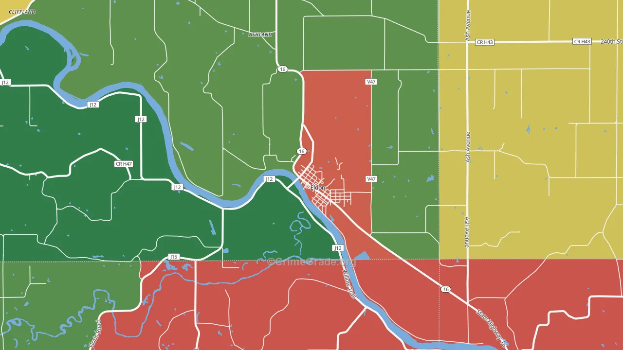 Eldon, IA Map of Murder Rates