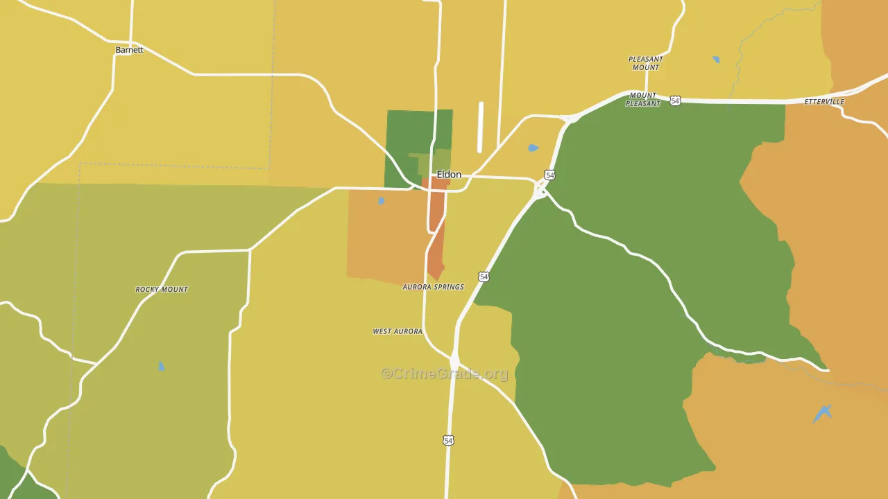 Eldon, MO Map of Murder Rates
