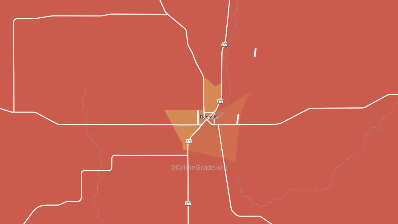 Eldorado, TX Map of Murder Rates