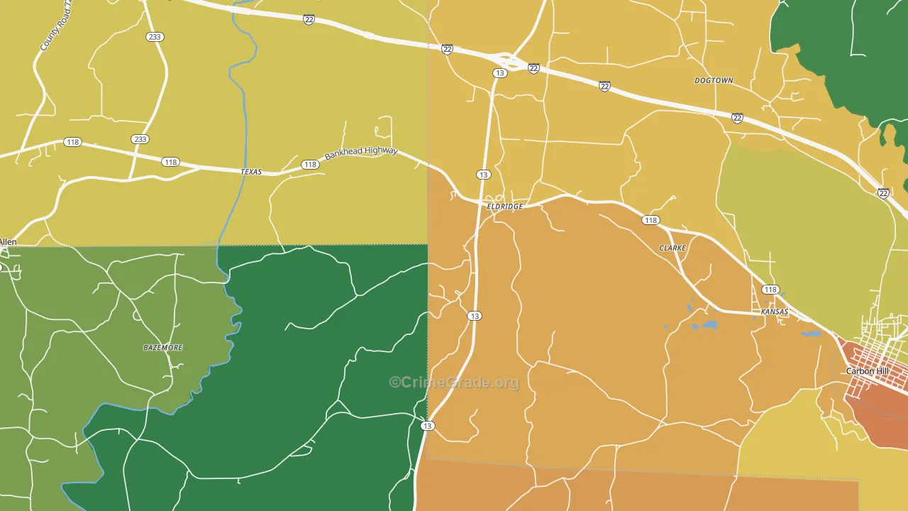Eldridge, AL Map of Murder Rates