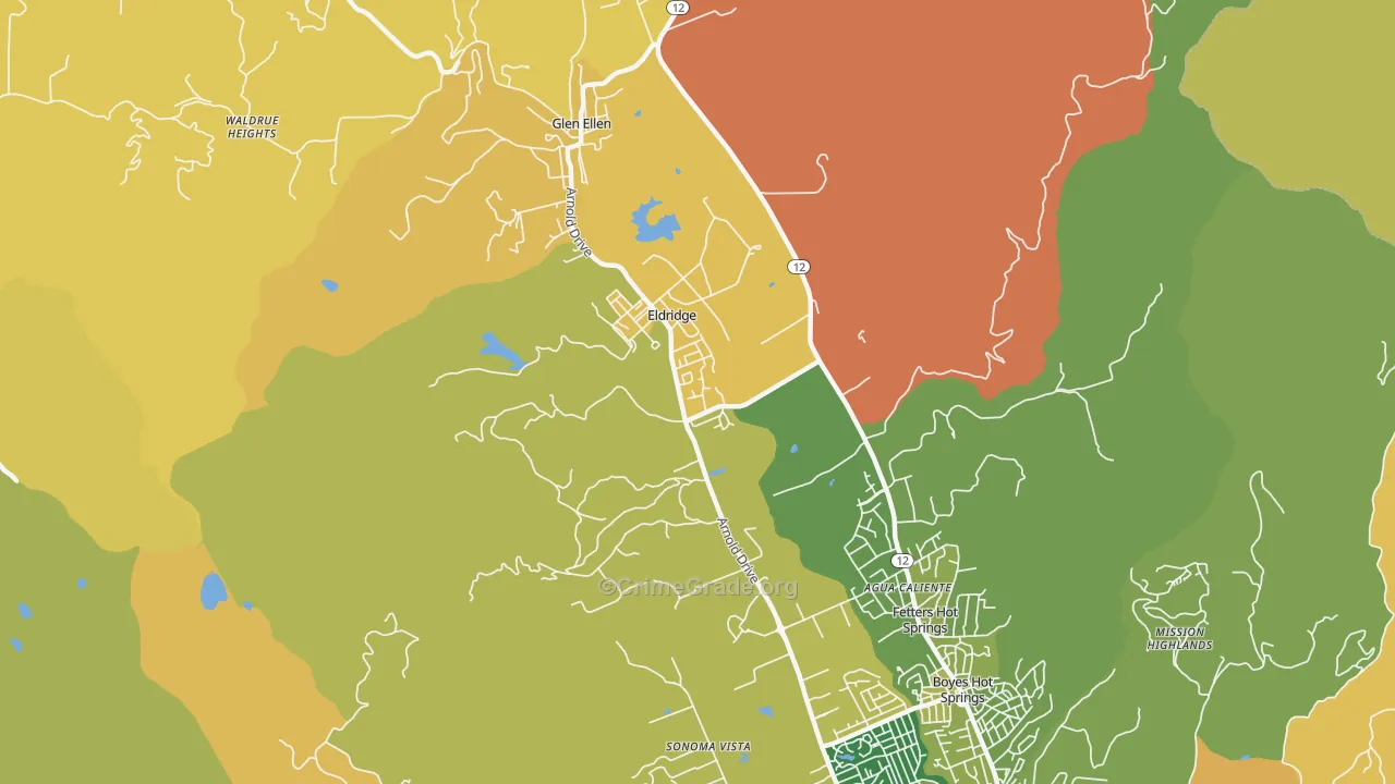 Eldridge, CA Map of Murder Rates