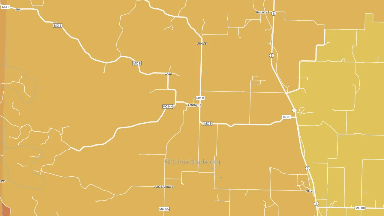 Eldridge, MO Map of Murder Rates