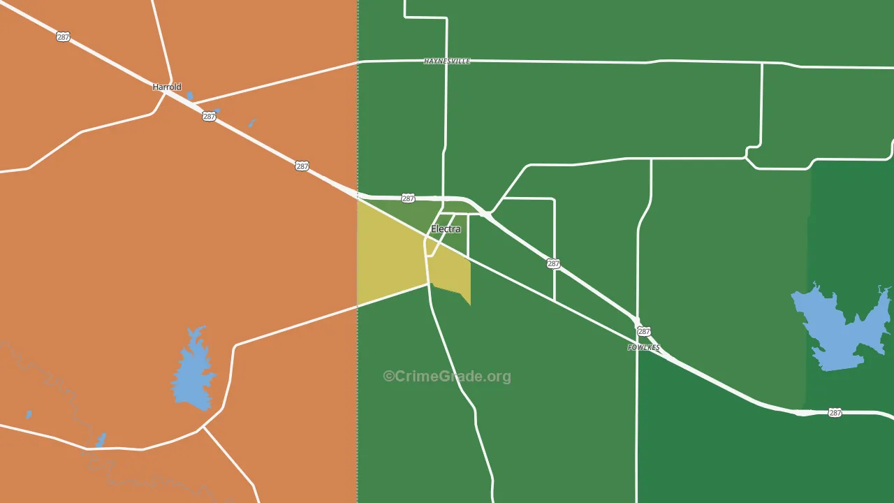 Electra, TX Map of Murder Rates