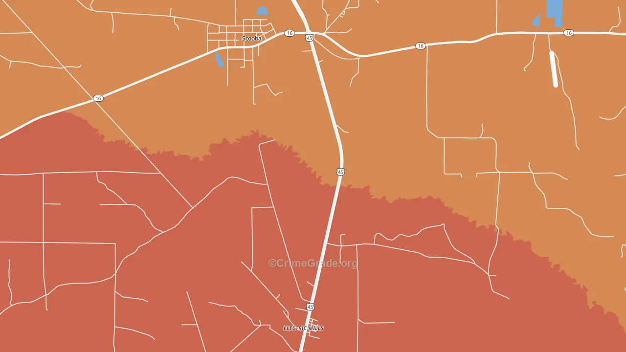Electric Mills, MS Map of Murder Rates