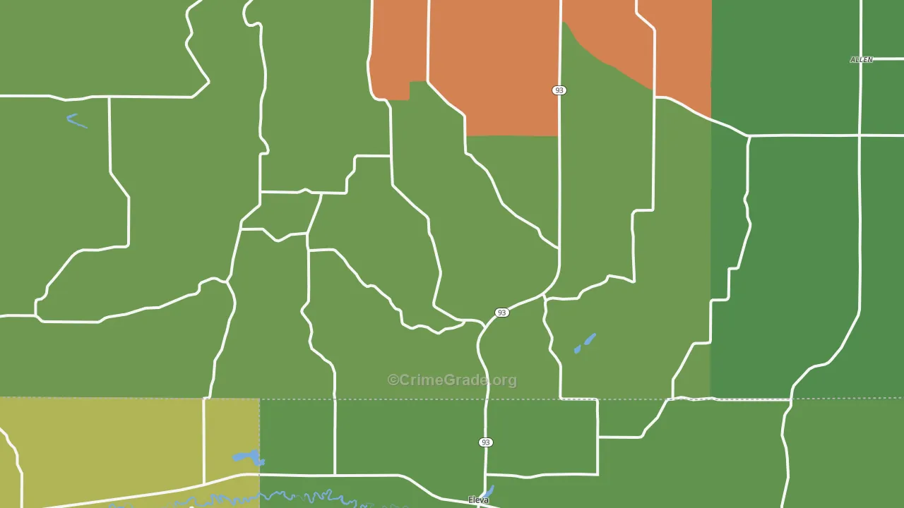 Eleva, WI Map of Murder Rates
