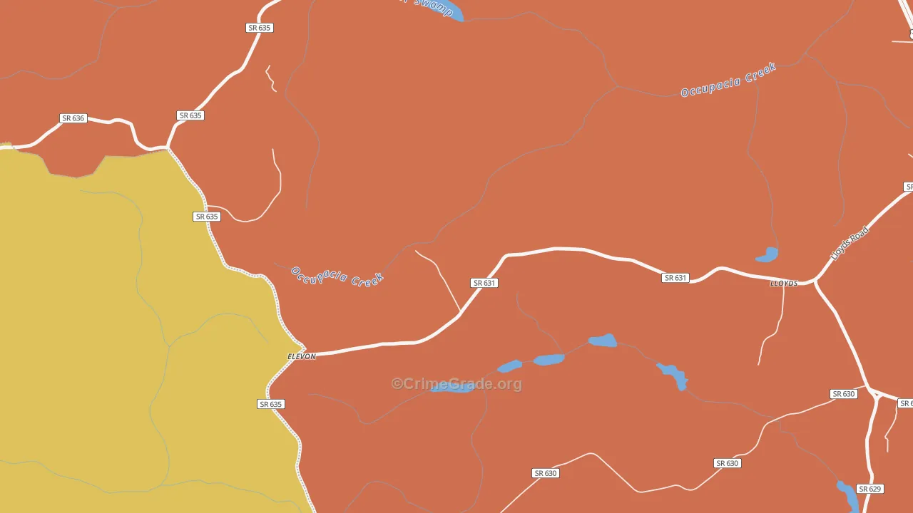 Elevon, VA Map of Murder Rates