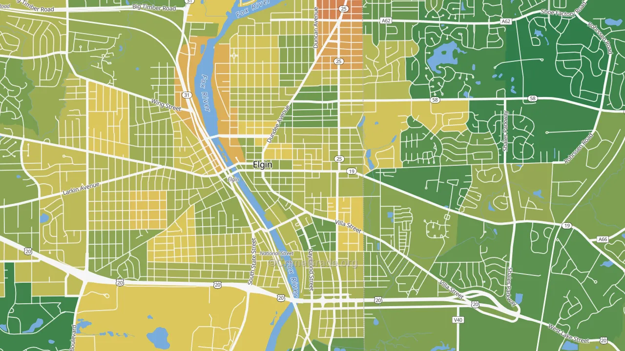 Elgin Historic District, Elgin, IL Map of Murder Rates