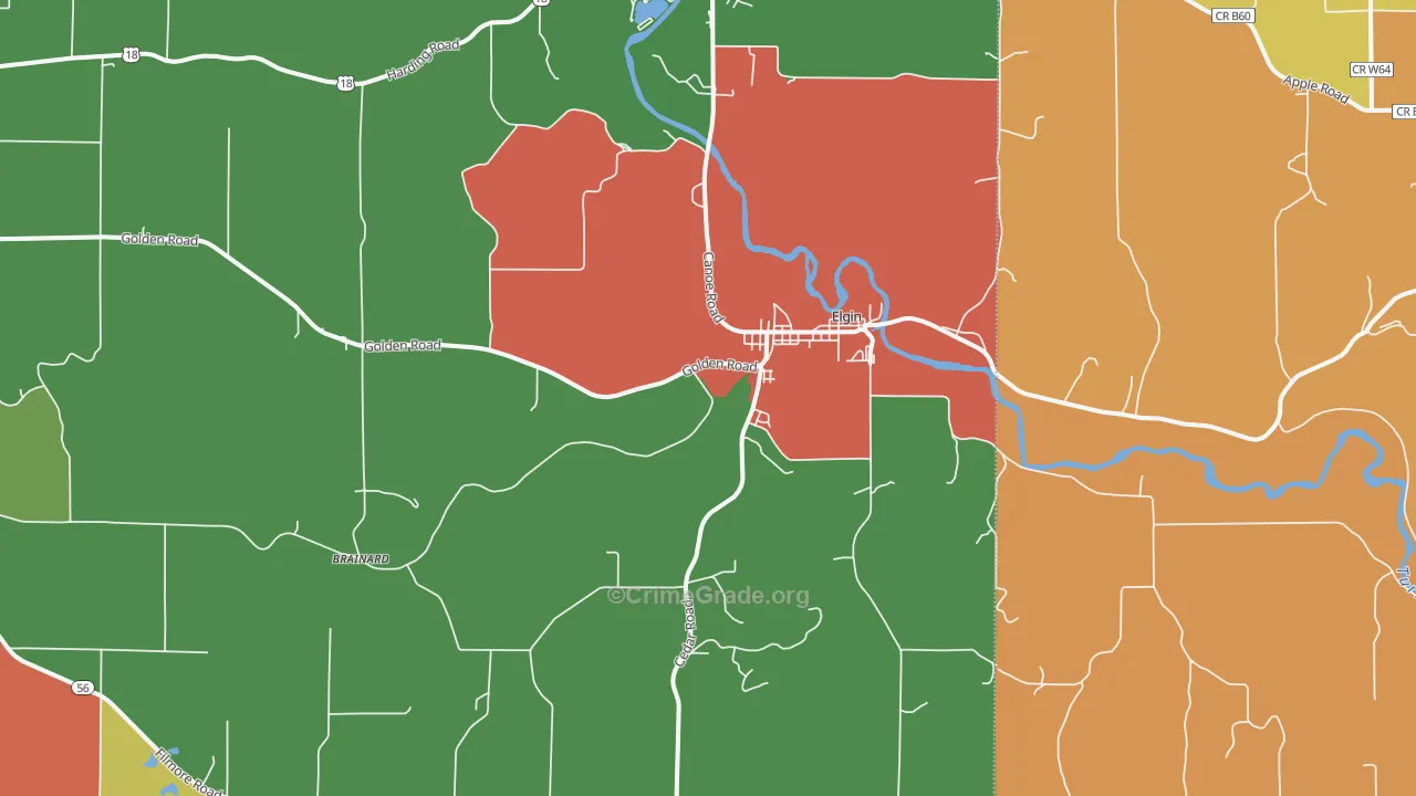 Elgin, IA Map of Murder Rates