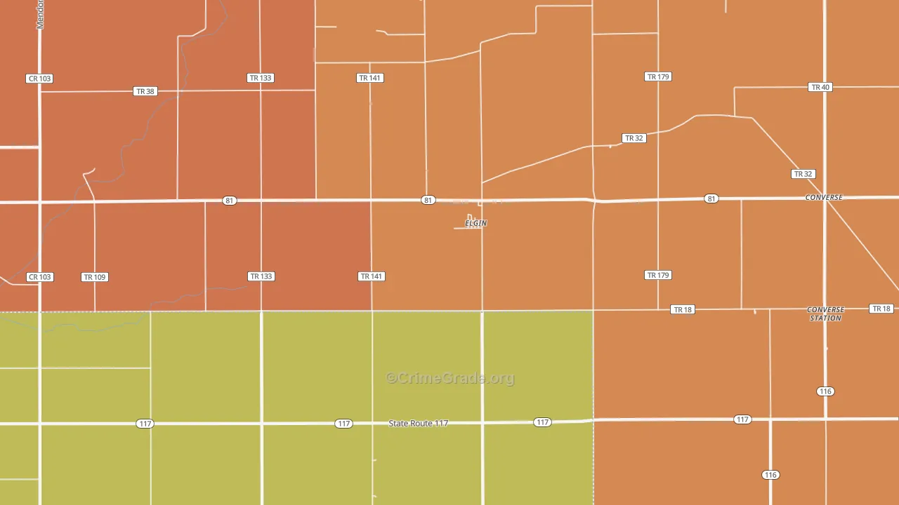 Elgin, OH Map of Murder Rates