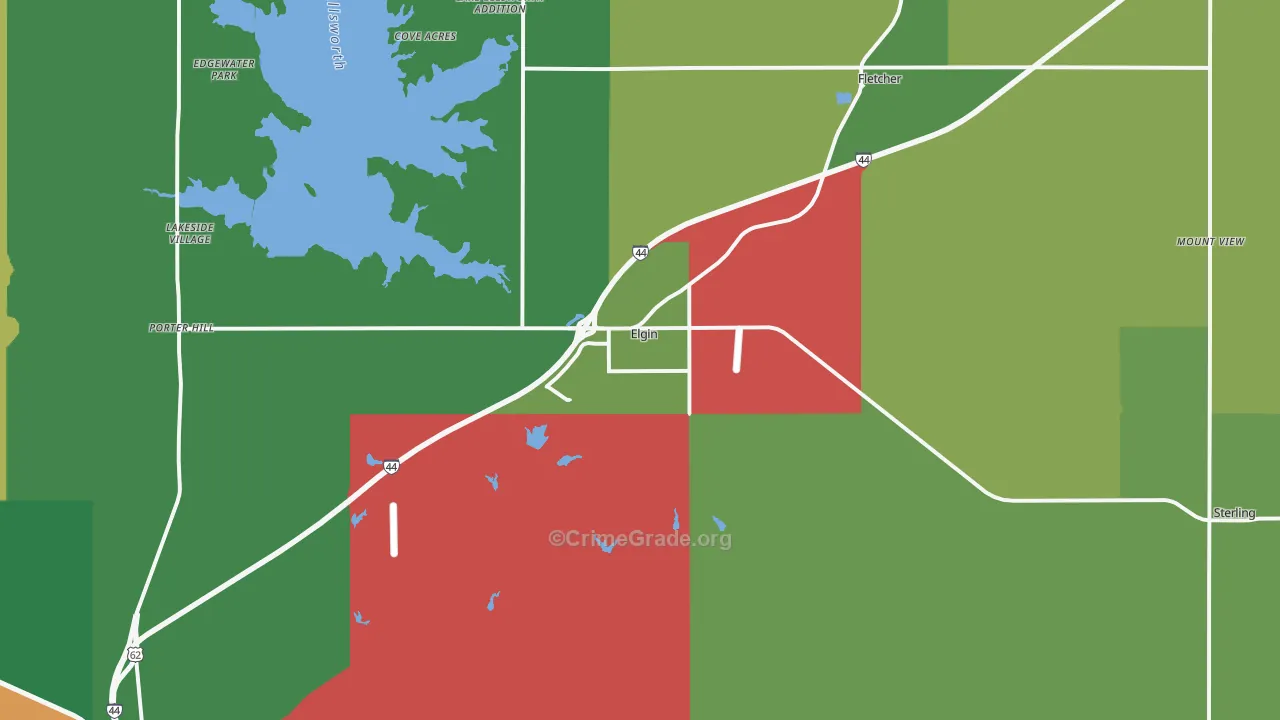 Elgin, OK Map of Murder Rates