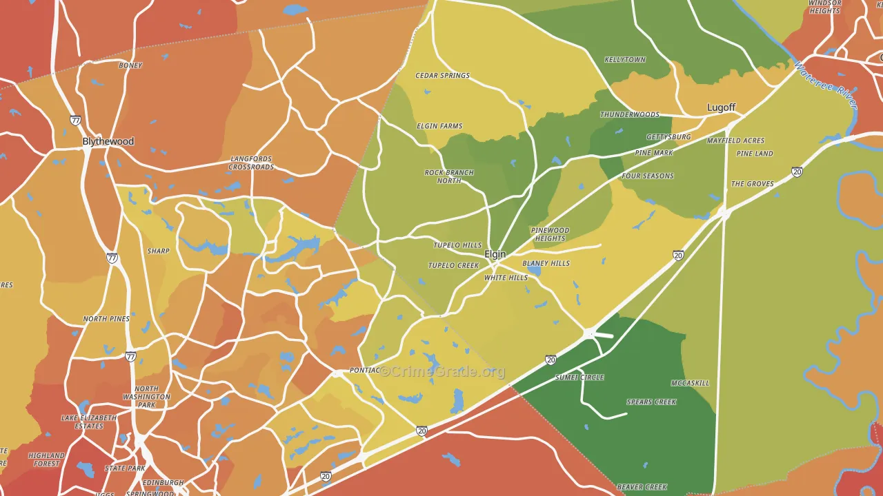 Elgin, SC Map of Murder Rates