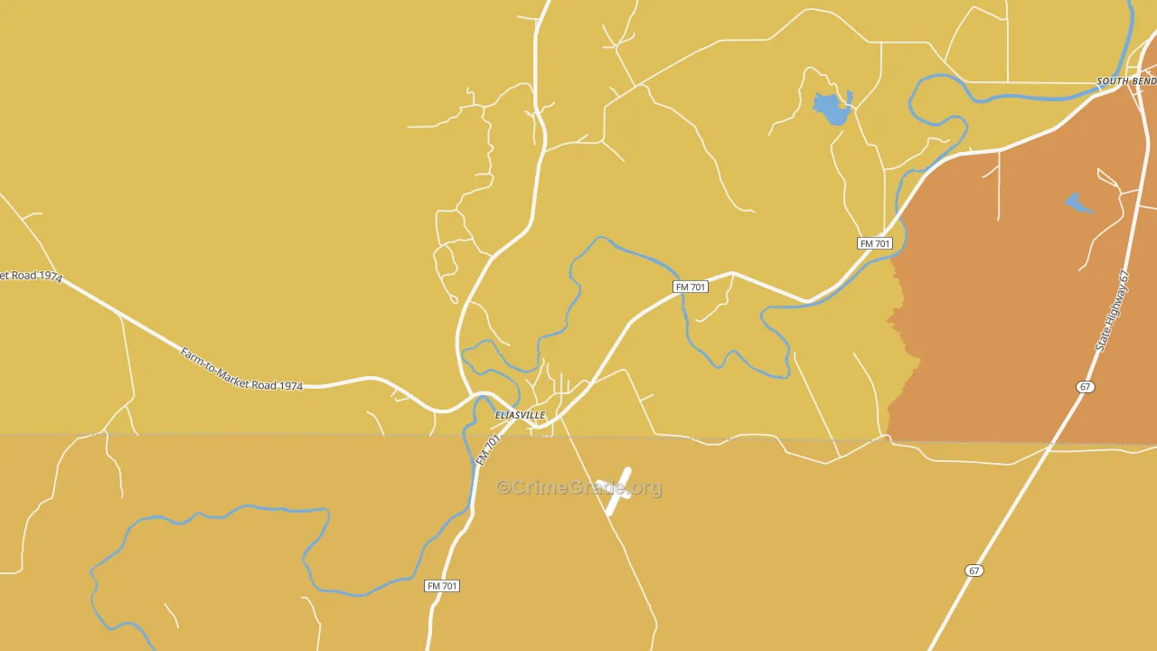 Eliasville, TX Map of Murder Rates