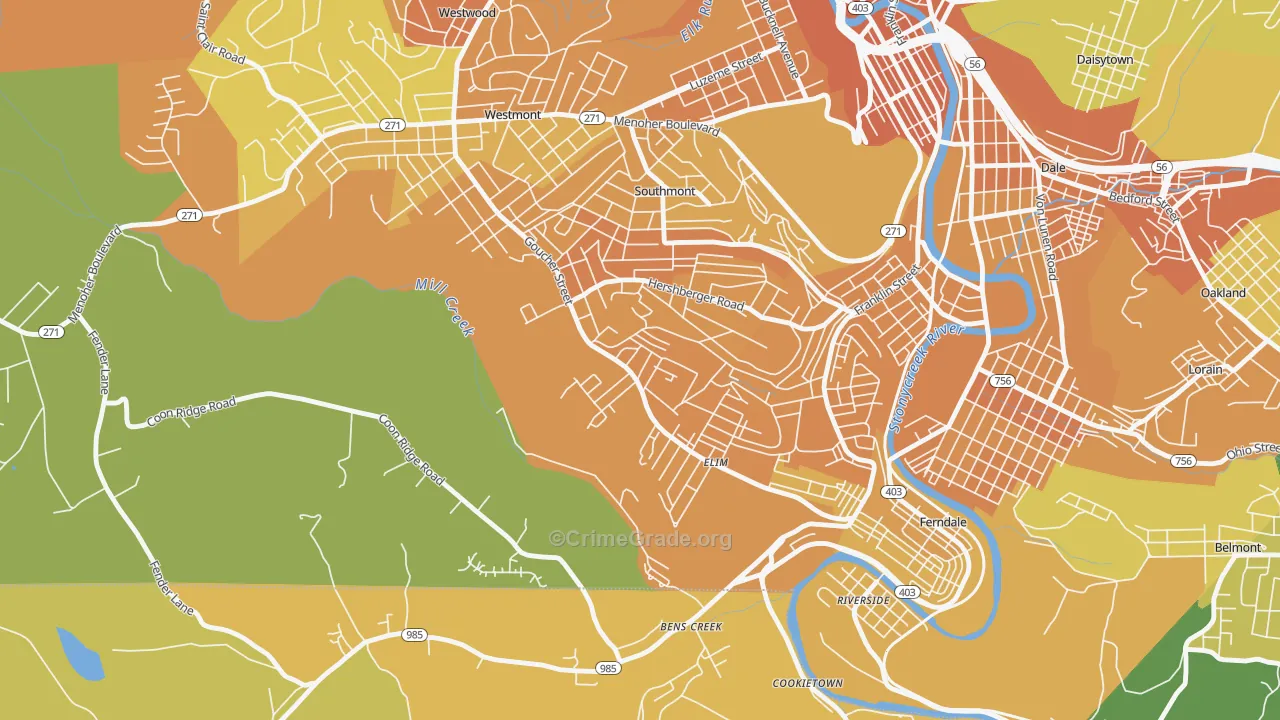 Elim, PA Map of Murder Rates