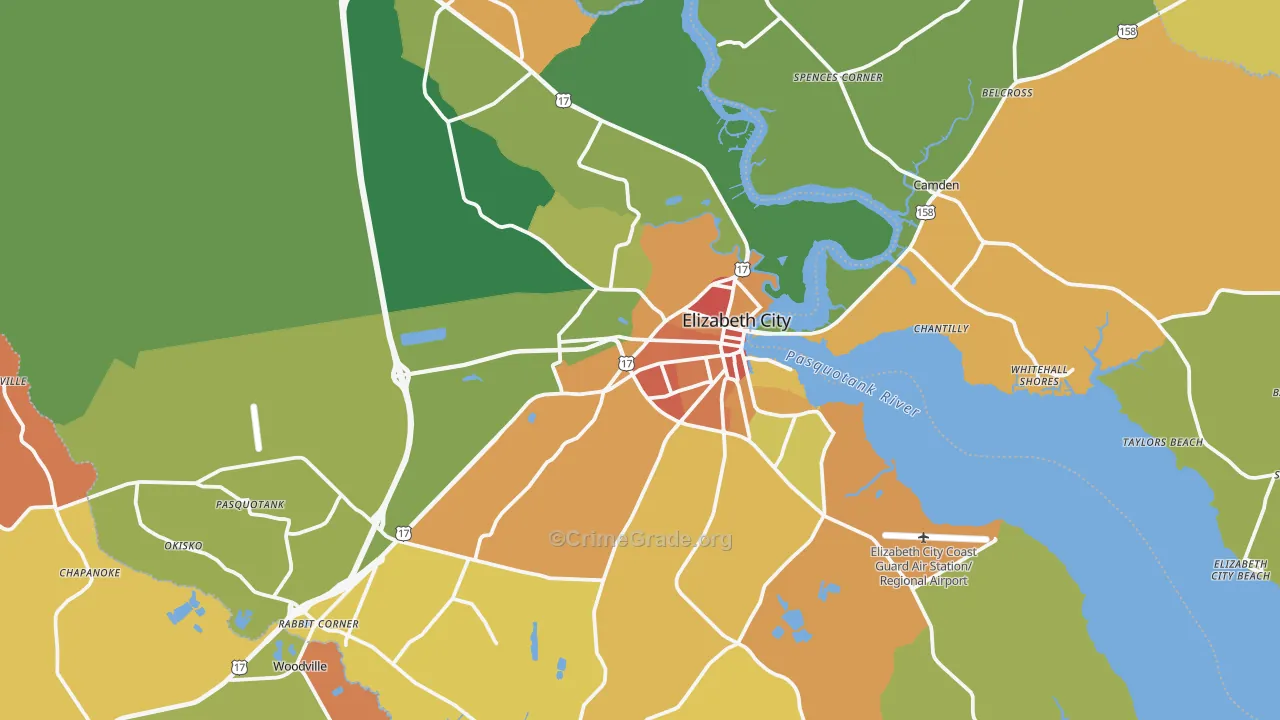 Elizabeth City, NC Map of Murder Rates