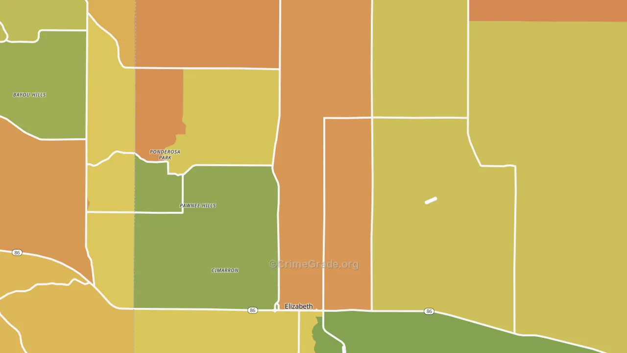 Elizabeth, CO Map of Murder Rates