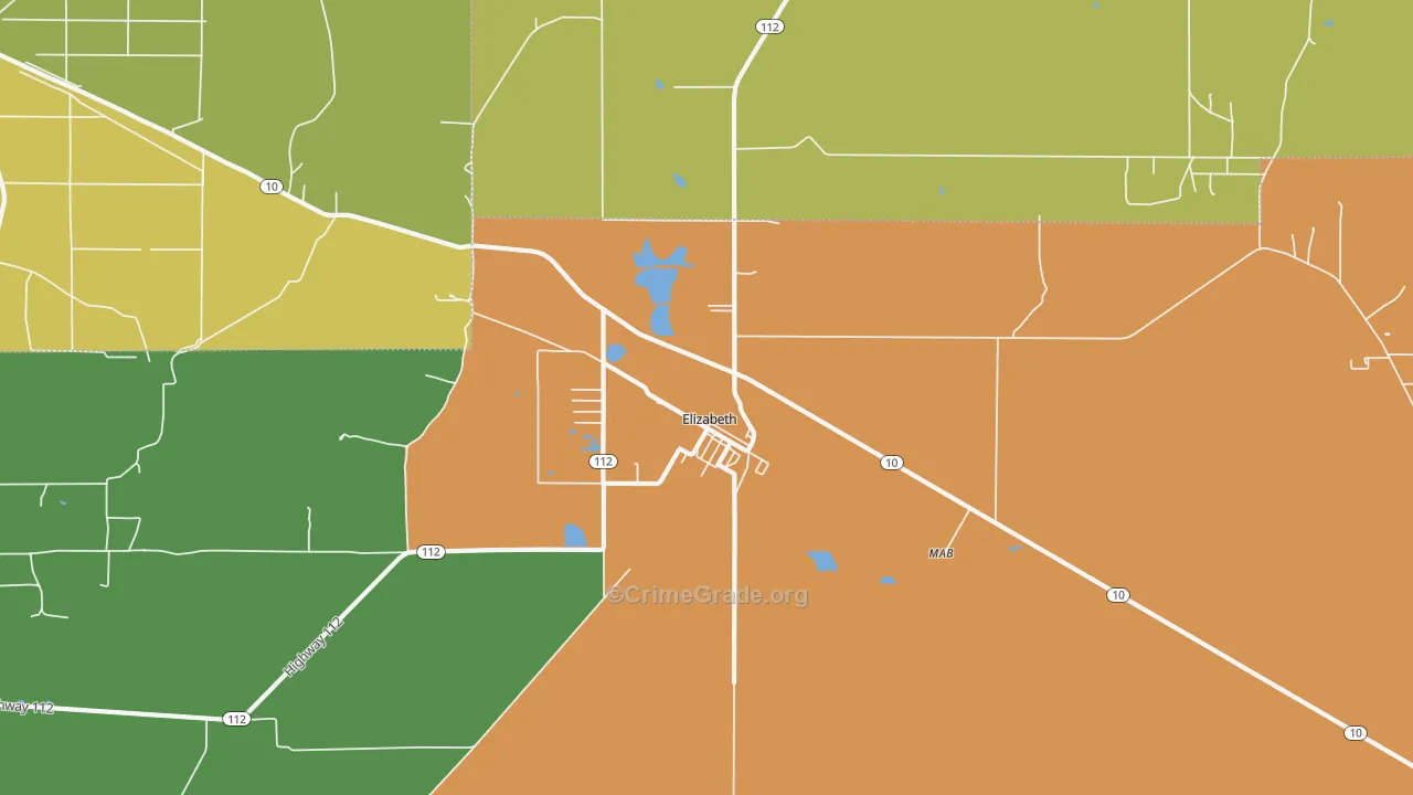 Elizabeth, LA Map of Murder Rates
