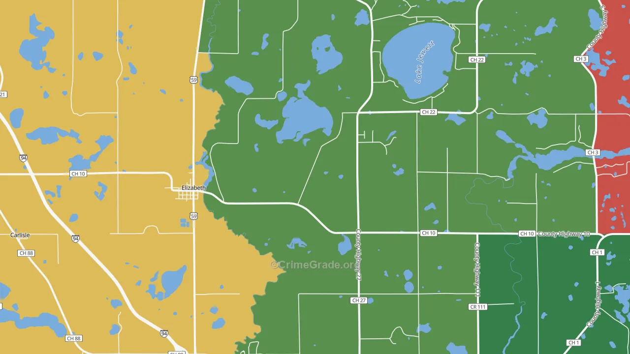 Elizabeth, MN Map of Murder Rates