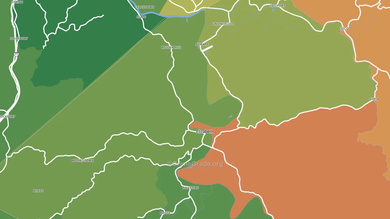Elizabeth, WV Map of Murder Rates