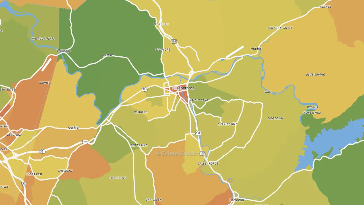 Elizabethton, TN Map of Murder Rates