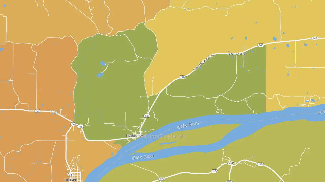 Elizabethtown, IL Map of Murder Rates