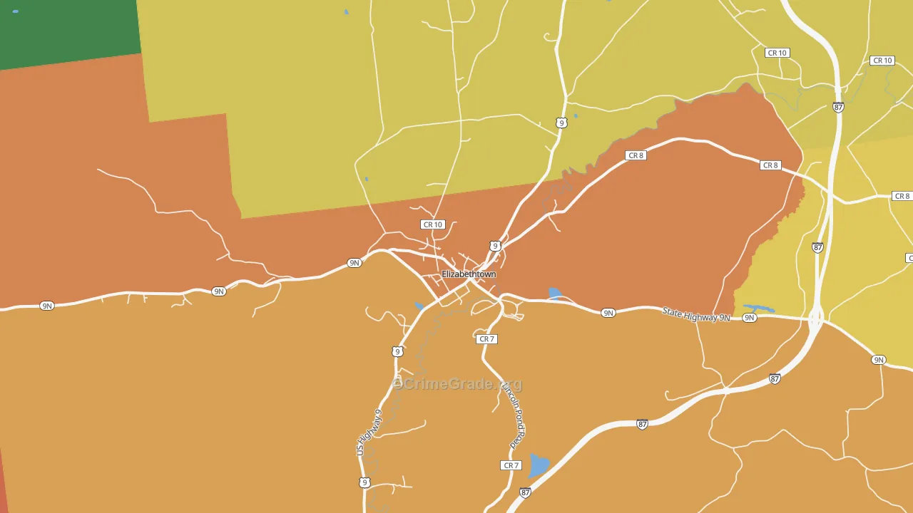 Elizabethtown, NY Map of Murder Rates