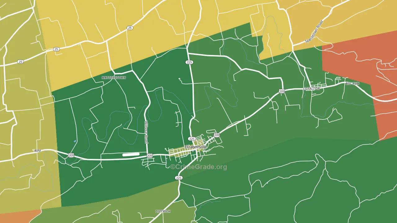Elizabethville, PA Map of Murder Rates