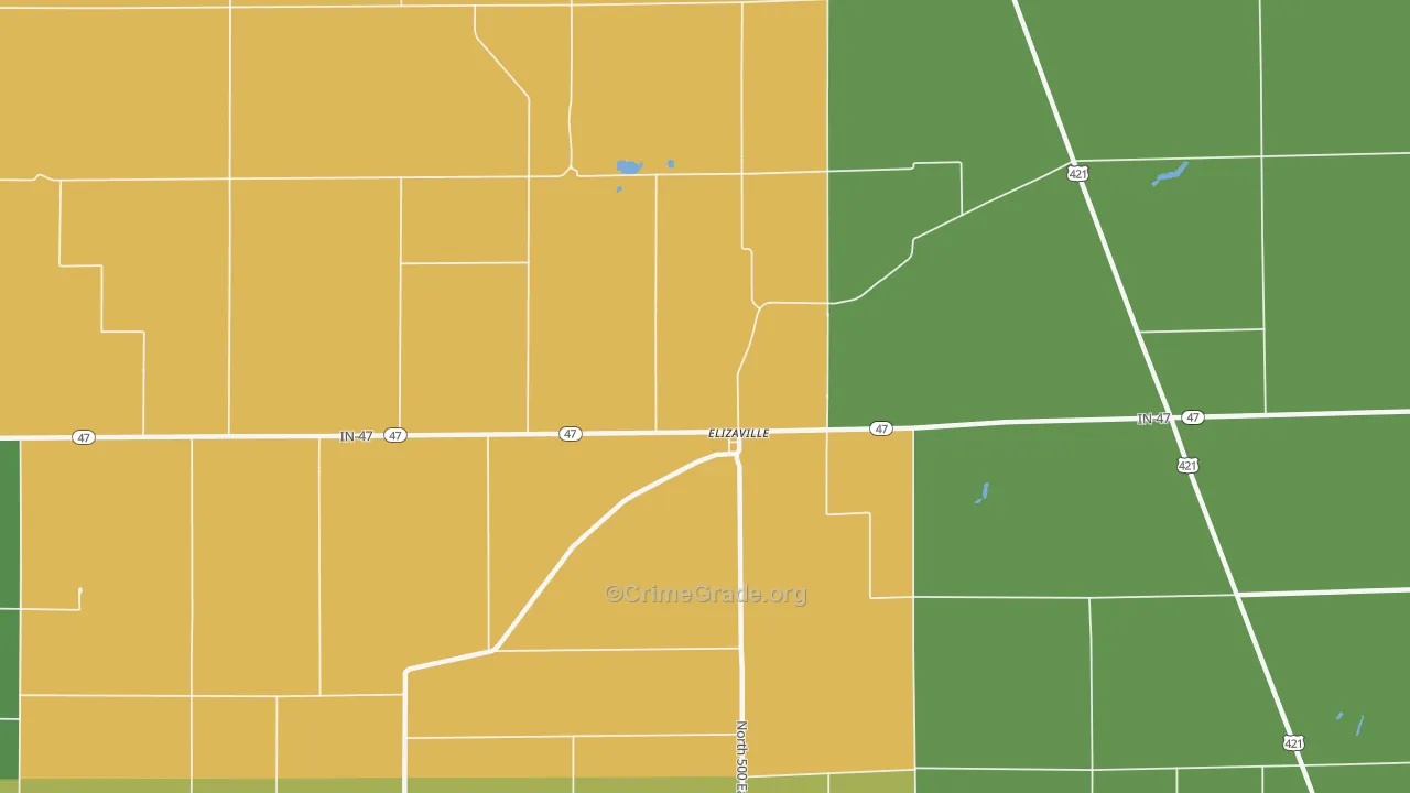 Elizaville, IN Map of Murder Rates