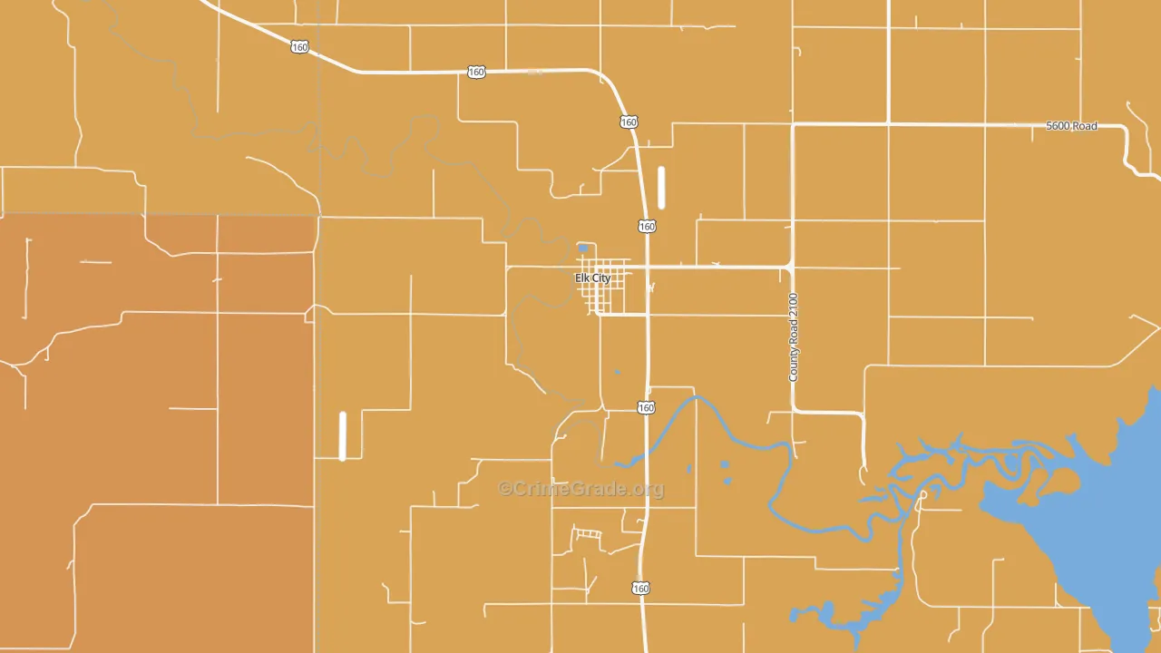 Elk City, KS Map of Murder Rates
