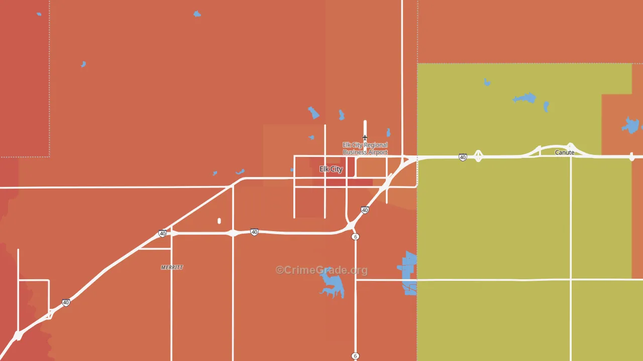 Elk City, OK Map of Murder Rates