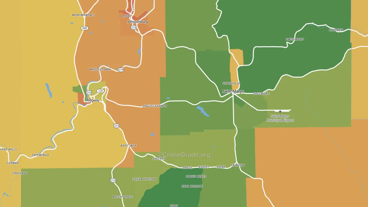 Elk County, PA Map of Murder Rates