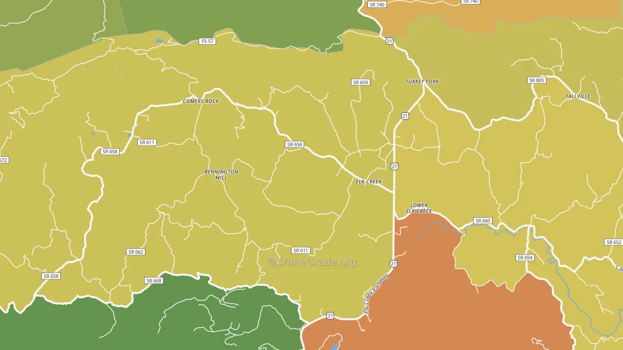 Elk Creek, VA Map of Murder Rates