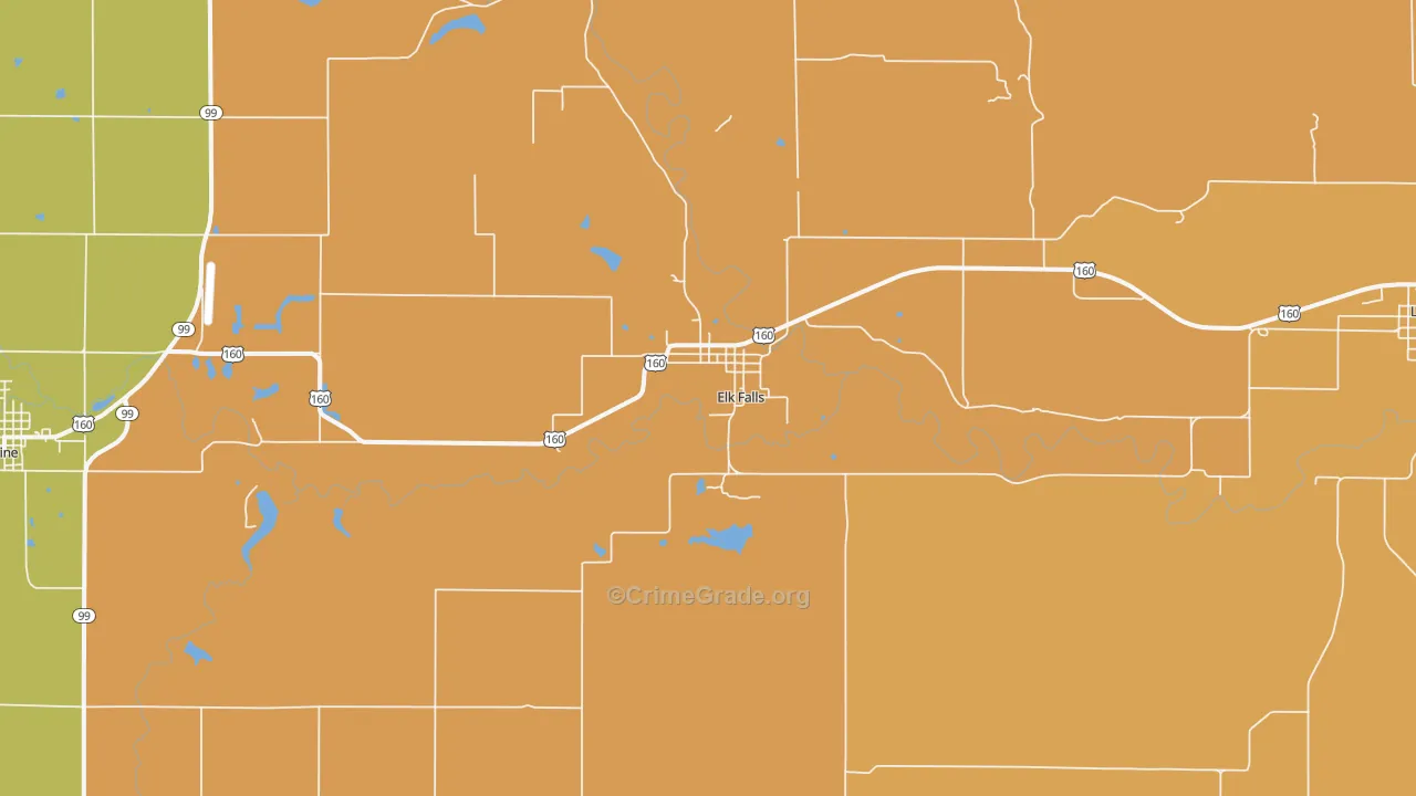 Elk Falls, KS Map of Murder Rates