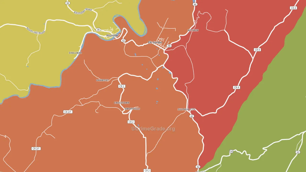 Elk Garden, WV Map of Murder Rates
