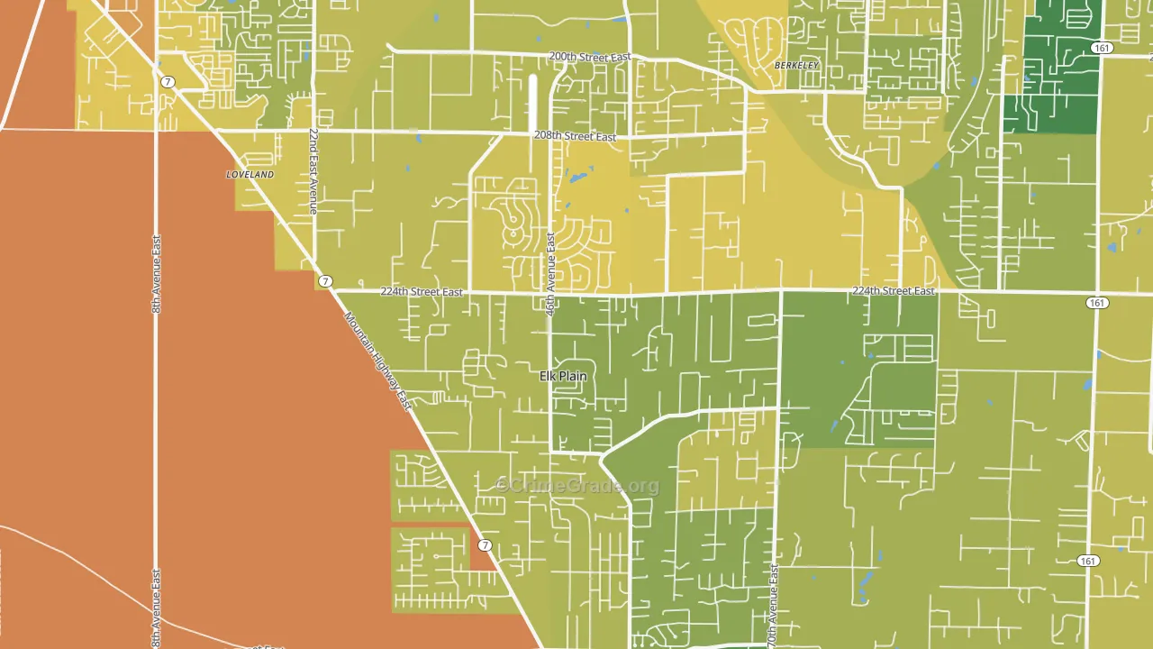 Elk Plain, Spanaway, WA Map of Murder Rates